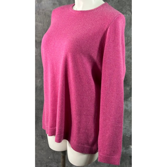 LL Bean Women's 100% Cashmere Pink Crew Neck Sweater sz 2X (15890) - Picture 2 of 7